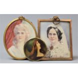 A Collection of Three Framed Miniatures, Various Sizes Monogrammed ENK 1898 and 1903