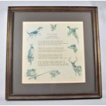 A Framed Sporting Poem Illustrated by Brian Rawling, 31x39cm