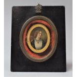 A Late 19th Century Oval Miniature of Lady Harding, Paper Label Verso