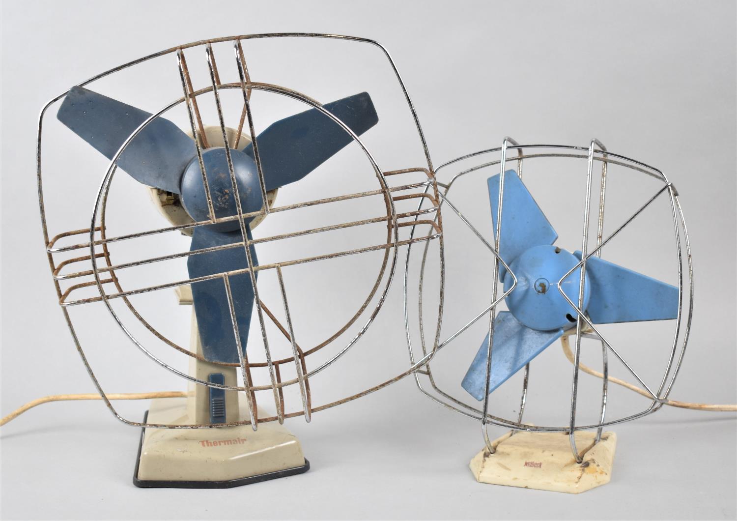 Two Vintage Desktop Fans, Both In Need of Attention