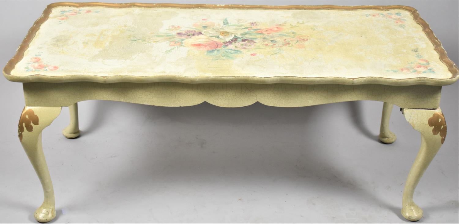 A Mid 20th Century Painted Piecrust Edge Rectangular Coffee Table, 88cm x 43cm