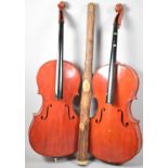Two Vintage Students Cellos and a Didgeridoo, All In Need of Substantial Attention