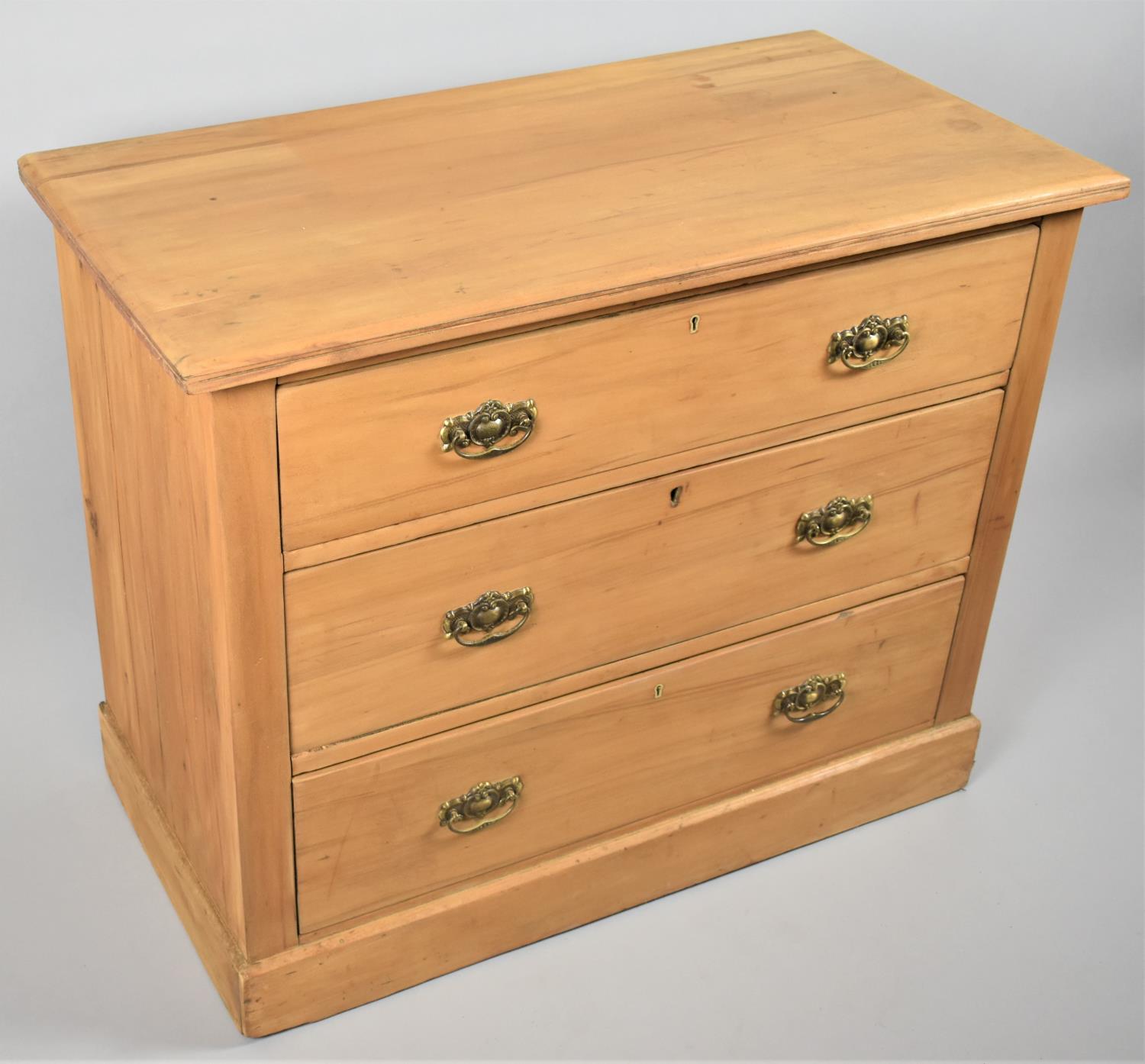 A Satin Wood Bedroom Chest of Three Long Drawers, 92cm Wide - Bild 2 aus 2