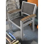 A Pair of Modern Metal Framed Woven Seated and Backed Garden or Patio Armchairs
