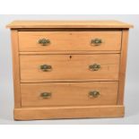 A Satin Wood Bedroom Chest of Three Long Drawers, 92cm Wide