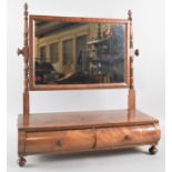 A Late Victorian Mahogany Swing Dressing Table Mirror on Plinth Base with Two Drawers, Some Veneer