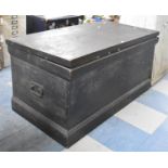A Late 19th/Early 20th Century Black Painted Wooden Chest with Two Carrying Handles, 105.5cm high