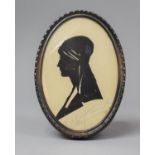 An Oval Framed Silhouette Miniature Depicting Art Deco Maiden, Signed in Pencil, 14cm high