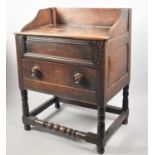 An Early 19th Century Rustic Made Oak Washstand with Single Drawer and Galleried Top, In Need of
