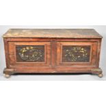 A Late 19th Century Lift Top Two Panel Coffer Chest, Having Two Fret Cut Panels Depicting Deer,