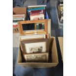 A Box Containing Various Pictures, Prints, Mirrors and Table Mats