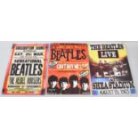 Three Reproduction Printed Metal Beatles Posters