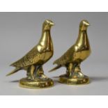 A Pair of Novelty Brass Desk Top Paperweights in the Form of Racing Pigeons, Each 10.25cms High