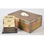 A Continental Brass Box with Wooden Lining and Cameo Mount together with an Edwardian Etched Brass