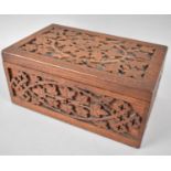 A Late Victorian/Edwardian Carved Oak Jewellery Box decorated with Fret Cut Leaf Panels, Hinges