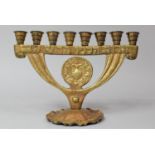 A Cast Brass Hebrew Menorah, 20cms Wide