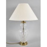 A Mid 20th Century Stuart Crystal Cut Glass Table Lamp, Overall Height 43cms high