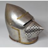 A Reproduction Brass Mounted Pig Faced or Hounskull Bascinet in the Late 14th Century Style, the
