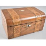 A late 19th Century Walnut Work Box with Inlaid Banding and Mother of Pearl Escutcheons, 24.5cms