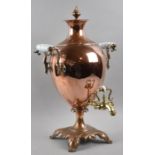 A Late Victorian Copper Two Handled Vase Shaped Samovar with Brass Tap, 50cms High