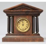 A Edwardian Oak Small Mantel Clock of Architectural Form, 15cms Wide