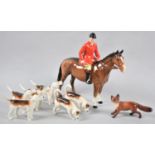 A Collection of Beswick Hunting Figures, Huntsman and Horse (Leg AF), Six Second Version Hounds