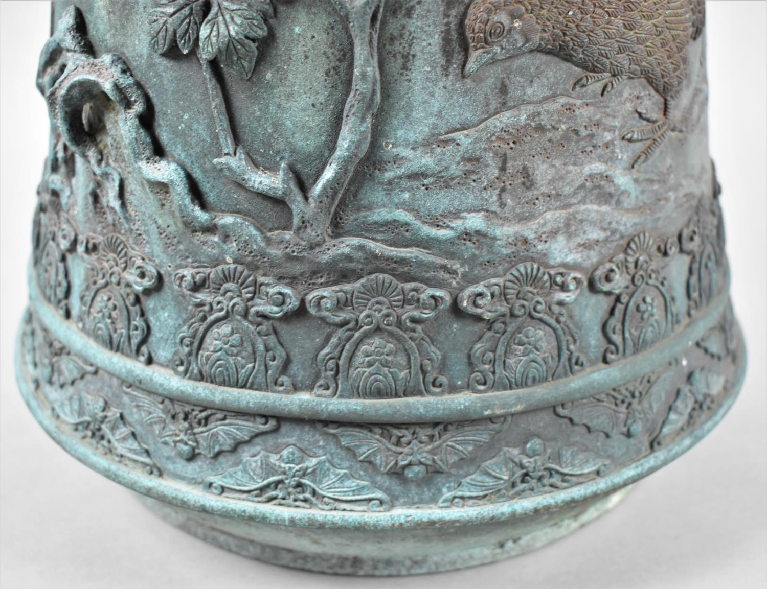 A Large Heavy Japanese Bronze Vase Decorated in High Relief Telling the Story of Oiwa from the - Image 5 of 9