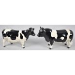 A Beswick Friesian Bull and Cow, Friesian Cow with Horn AF