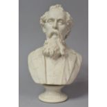 A Parian Bust of Dickens, 30cm high