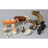 A Collection of Various Beswick Animal Ornaments to comprise Champion Bull, Guernsey Cow, Beatrix