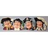 A Collection of Four Royal Doulton Character Jugs to Include Town Crier, Mine Host, Long John Silver