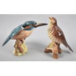 A Beswick Mistle Thrush and a Kingfisher