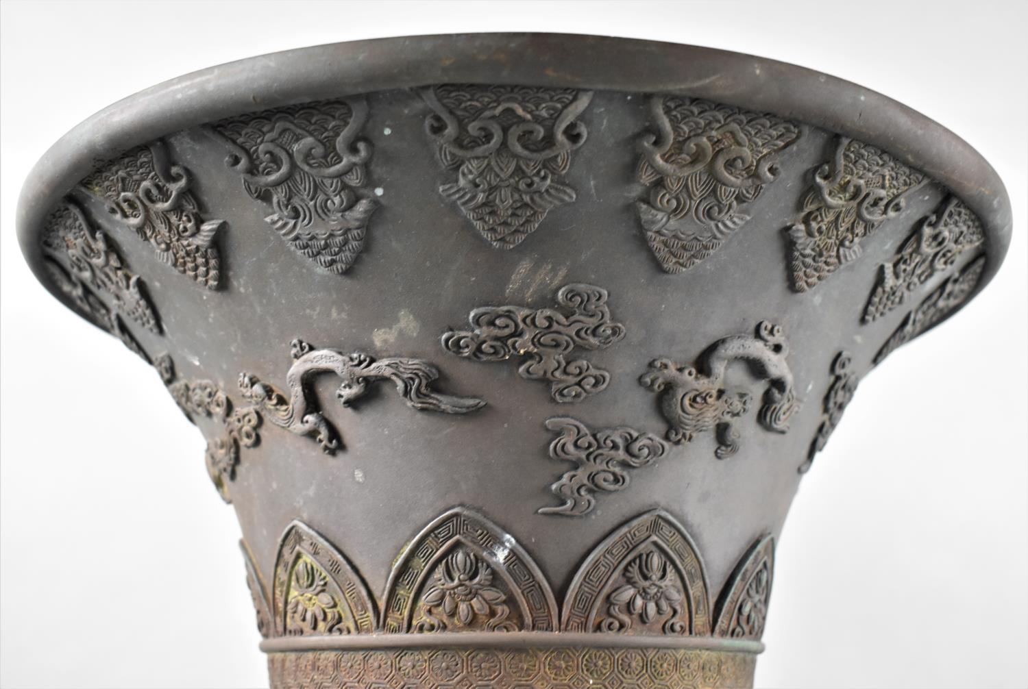 A Large Heavy Japanese Bronze Vase Decorated in High Relief Telling the Story of Oiwa from the - Image 4 of 9