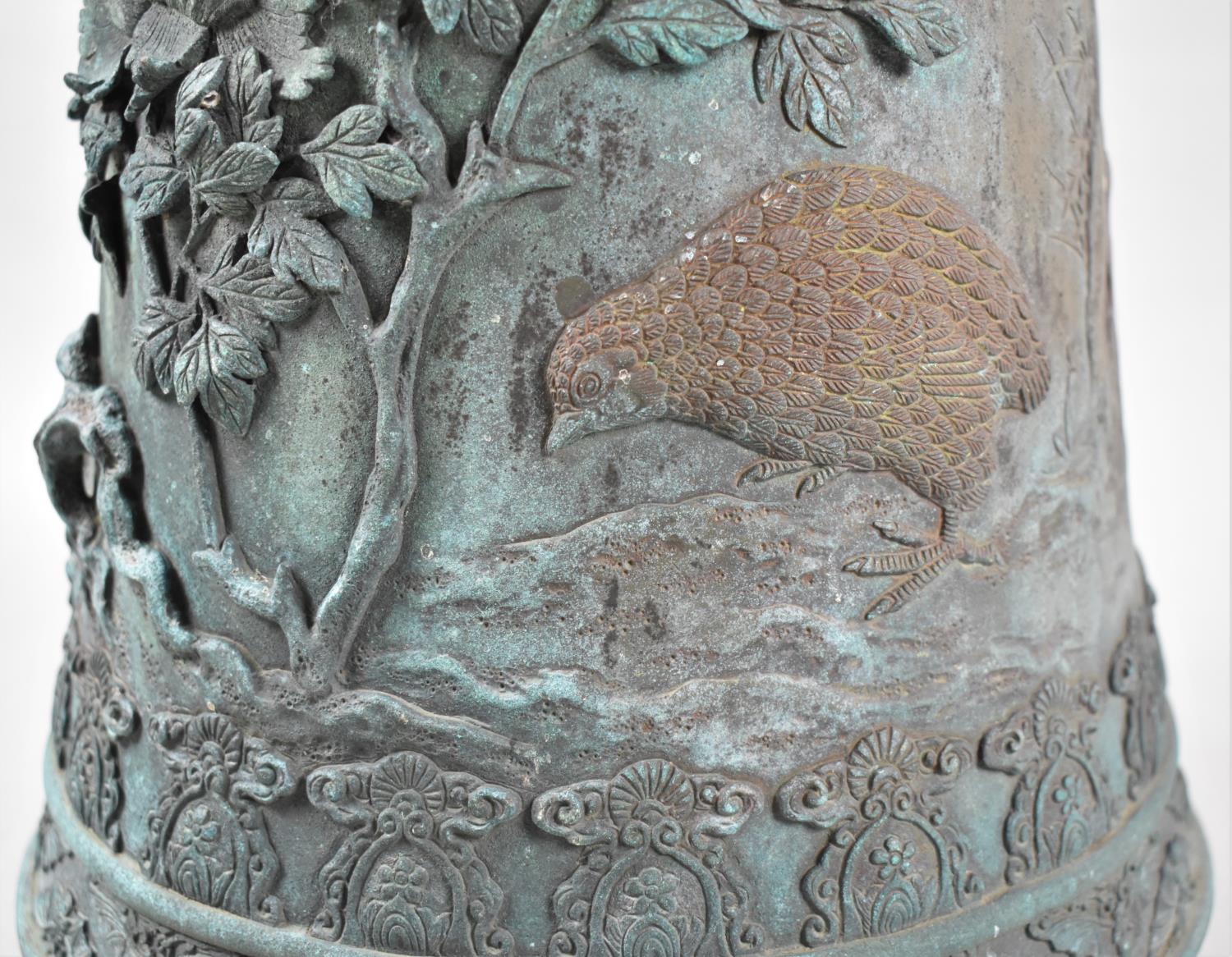 A Large Heavy Japanese Bronze Vase Decorated in High Relief Telling the Story of Oiwa from the - Image 2 of 9