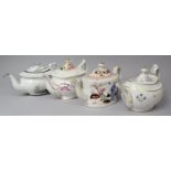 A Collection of Four 18/19th Century Teapots to Comprise Newhall Porcelain Teapot of Oval Form