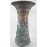 A Large Heavy Japanese Bronze Vase Decorated in High Relief Telling the Story of Oiwa from the