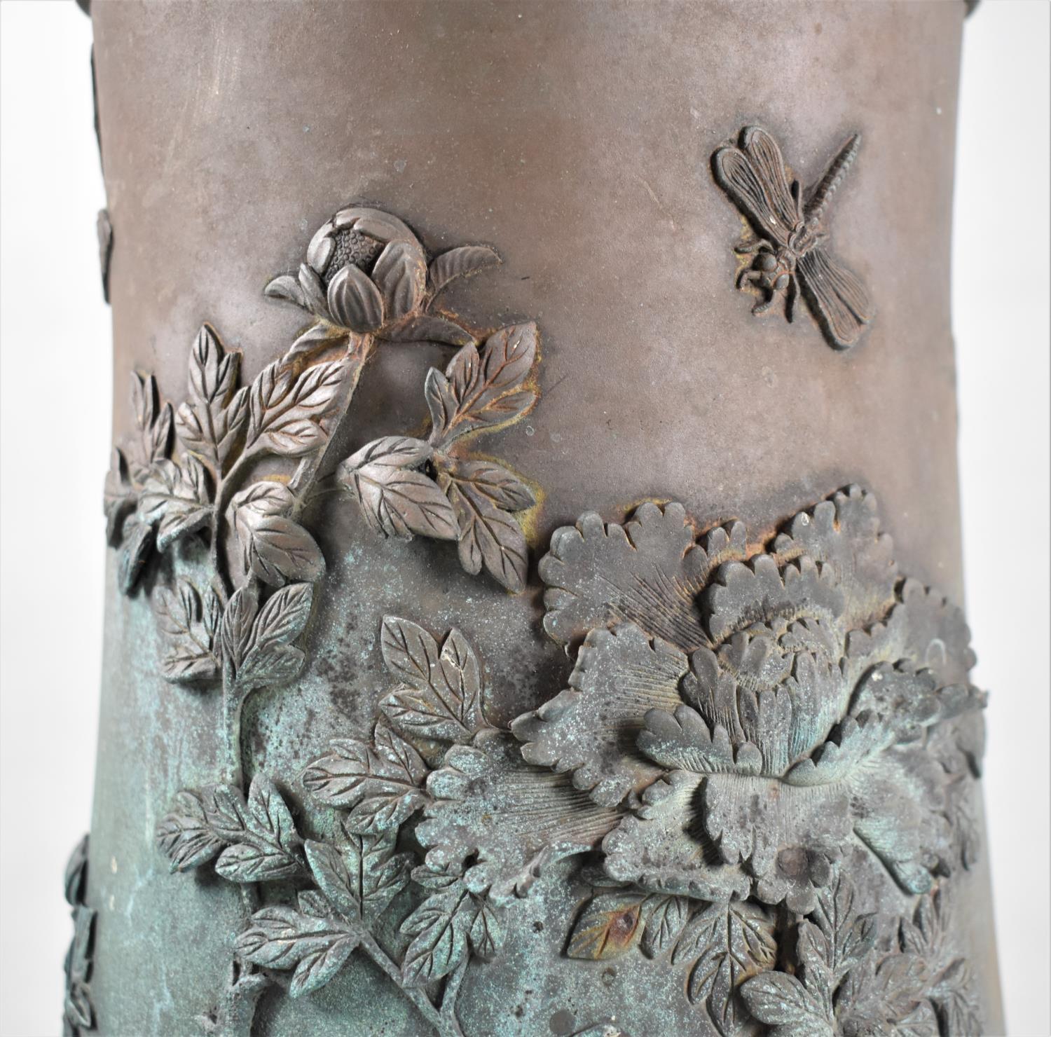 A Large Heavy Japanese Bronze Vase Decorated in High Relief Telling the Story of Oiwa from the - Image 3 of 9