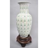 A Chinese Vase Of Baluster Form and Flared Neck With Wooden Stand, Vase Drilled and with Hairline,