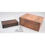 A Late 19th Century Banded Inlaid Writing Box with Pen Store and Ink Bottle Recess, Also Vintage Oak