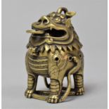 A Chinese Bronze Incense Burner in the Form of a Temple Lion Standing Upon Serpent, 5.5cm high