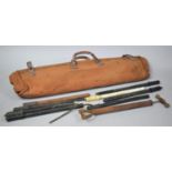 A Vintage Canvas Bag Containing Various Vintage Bicycle Pump etc