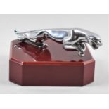 A Modern Chrome Jaguar Mascot Mounted on Square Plinth, Mascot 19cm Long