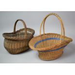 A Vintage Wicker Trug and a Vintage Wicker Shopping Basket