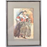 A Framed Watercolor, "Italian Peasant Girl" by Tom Taylor, 1885, 21x32.5cm