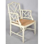 A Modern Cane Seated Bamboo Effect Armchair