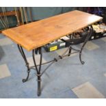A Wrought Iron Based Table, 250cm x 45cm