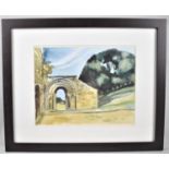 A Framed Watercolour Depicting Church Arch, 34x27cm