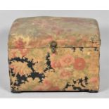 An Upholstered Dome Topped Sewing Box or Slipper Box with Hinged Lid, 43cm wide