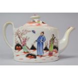 An 18th Century Newhall Teapot of Oval form Decorated with 'Boy and Butterfly' Pattern, Bill