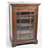 A Mid 20th Century Glazed and Shelved Cabinet with Carved Top Rail, 58.5cm wide